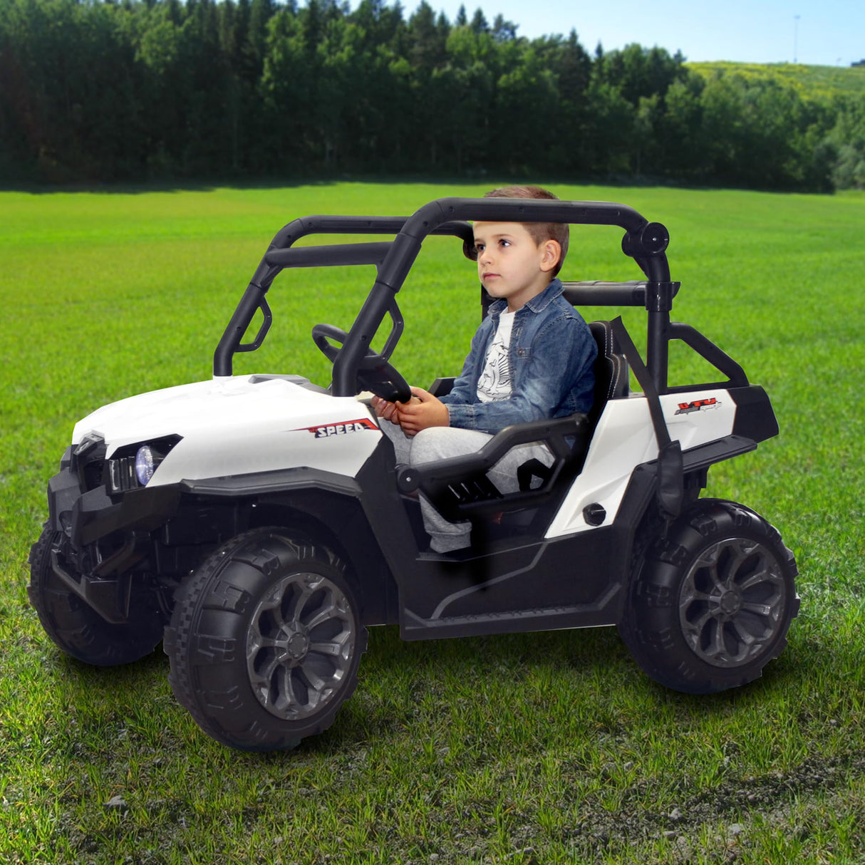 TURBO CHALLENGE - Todo Terreno - Vehículo Eléctrico de Transporte - 119117 - Coche de Control Remoto - Blanco - Máximo 60 kg - Plástico - Baterías Recargables y Pilas No Incluidas - De 5 a 8 Años