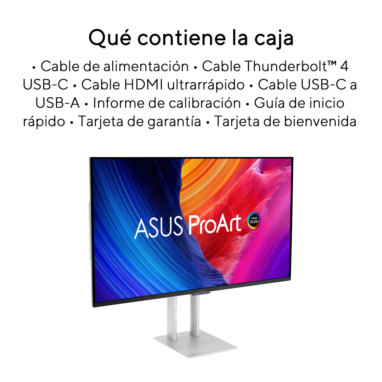 ASUS ProArt Display OLED PA32UCDM Monitor Profesional de 32 Pulgadas, 4K UHD 3840x2160, QD-OLED, Ultrafino, 240Hz, 0.1ms, HDR-10, HLG, 99% DCI-P3, Thunderbolt 4, Calman Ready, ColorSpace