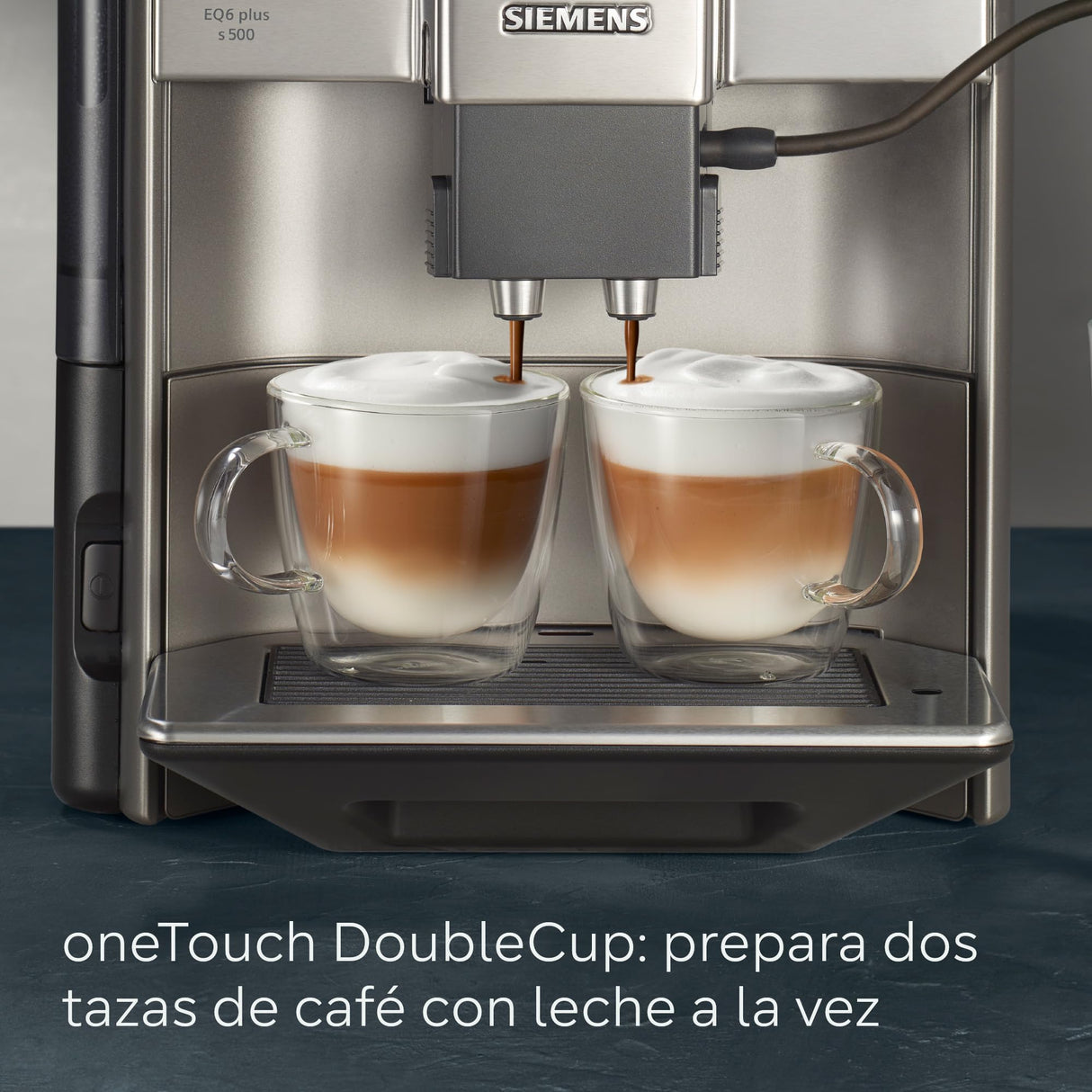Siemens - Cafetera Superautomática, EQ6 plus s500, aromaDouble Shot, autoMilk Clean, ceramDrive, Display CoffeeSelect, Negro/Inox, TE655203RW