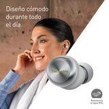 Technics EAH-AZ100E-S Auriculares Inalámbricos con Cancelación De Ruido, Bluetooth Multipunto, Voice Focus AI, Cómodos Auriculares Internos, Color Plateado