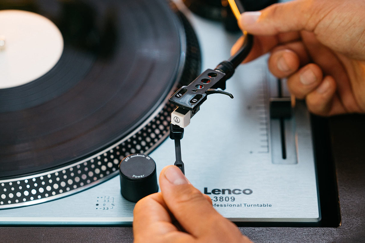 Lenco L-3809 Tocadiscos - Tocadiscos DJ con accionamiento Directo - USB - Preamplificador - 33 y 45 RPM - MMC - RCA - Line out - Azul metálico
