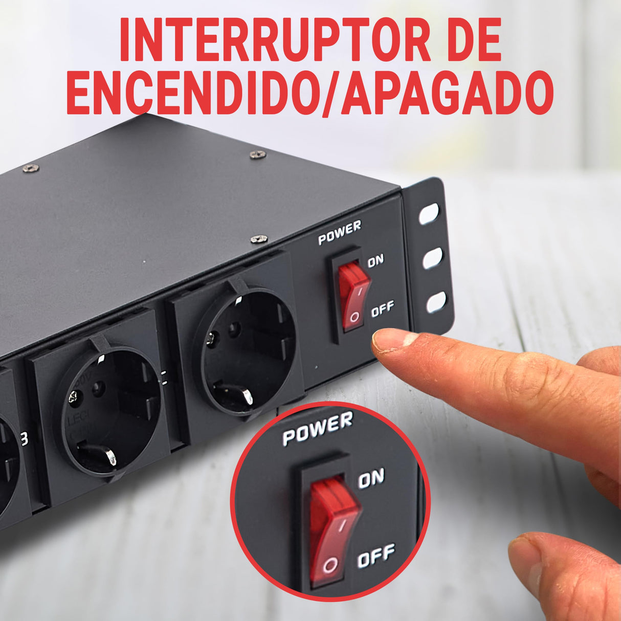 Pyle 19” Outlet 1U, PDU de montaje en rack, Fuente de distribucion de energia, Protector contra sobretensiones, Disyuntor de 15 amperios, Puerto de carga para multiples dispositivos USB, Cable de 15ft