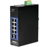 TRENDnet, TI-G102i, Conmutador DIN-Rail Industrial Gigabit L2 Administrable de 10 Puertos, 8 Gigabits, 2 SFP, Montaje en Riel DIN, IP30, Divisor Ethernet, Negro