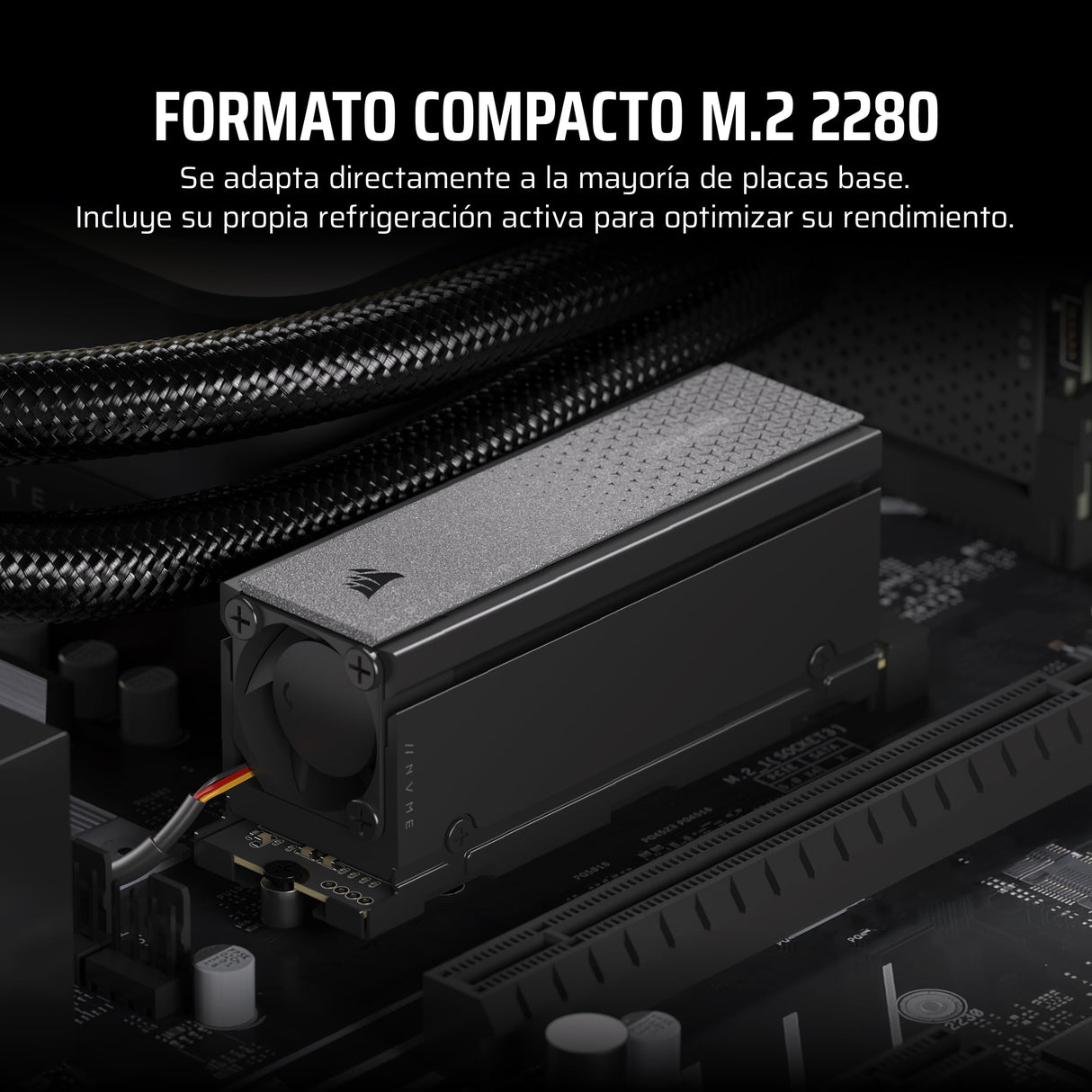Corsair MP700 Pro SE con Refrigerador de Aire 4 TB PCIe 5.0 x4 NVMe 2.0 M.2 SSD – M.2 2280 – hasta 14.000 MB/s de Lectura Secuencial – 3D TLC NAND de Alta Densidad – Negro