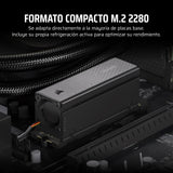 Corsair MP700 Pro SE con Refrigerador de Aire 4 TB PCIe 5.0 x4 NVMe 2.0 M.2 SSD – M.2 2280 – hasta 14.000 MB/s de Lectura Secuencial – 3D TLC NAND de Alta Densidad – Negro