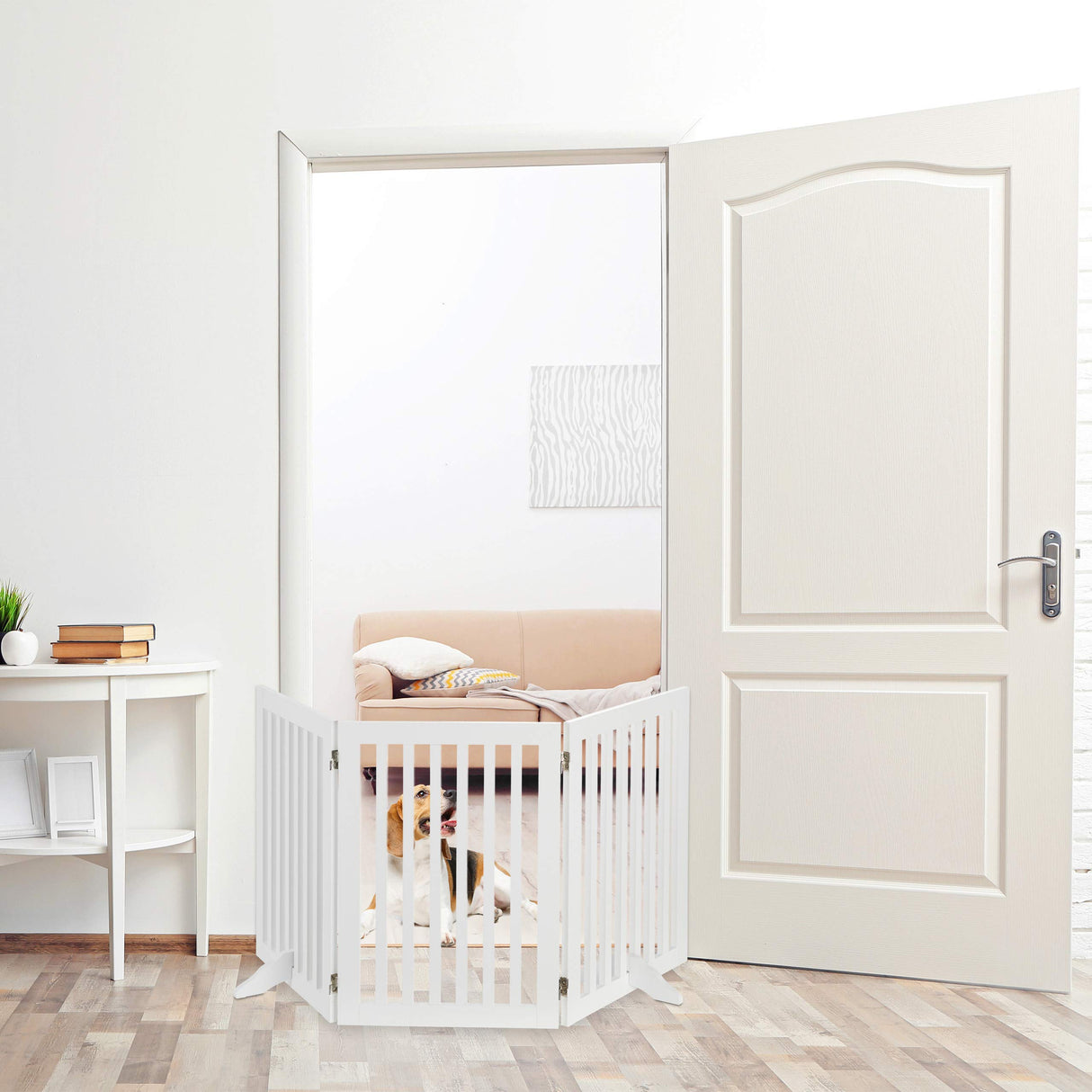 Relaxdays Barrera de Seguridad, Reja Ajustable para Perros, 1 Ud, 70x154 cm, Protector de Chimenea, MDF, Blanco, Tablero de Fibras