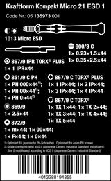 Poche pliante avec embouts de 44 mm de long Kraftform Kompakt Micro-Set ESD/21