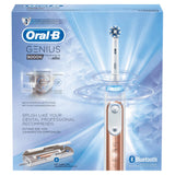 Oral-B Genius 9000 - Cepillo de dientes eléctrico, SmartRing, 6 modos, Bluetooth, 4 cabezales, estuche con USB, color oro rosa