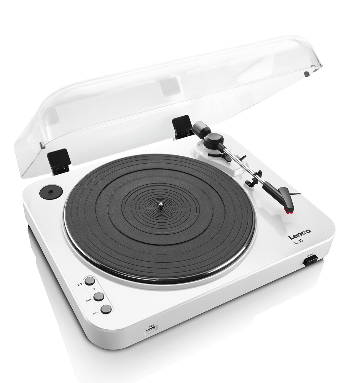 Lenco L-85 Tocadiscos con USB, Semi Automático, 33 45 RPM, Estereo, 12W, Blanco