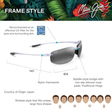 Maui Jim Hookipa Gafas, Shiny Crystal, 64-14-140 Unisex Adulto