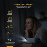 KODAK Proyector para el hogar FLIK X4 | Sistema de Cine en casa Compacto LCD 4.0 proyecta hasta 150 Pulgadas con compatibilidad 1080p y lámpara LED Lumen Brillante | entradas VGAAVHDMIUSBTF |