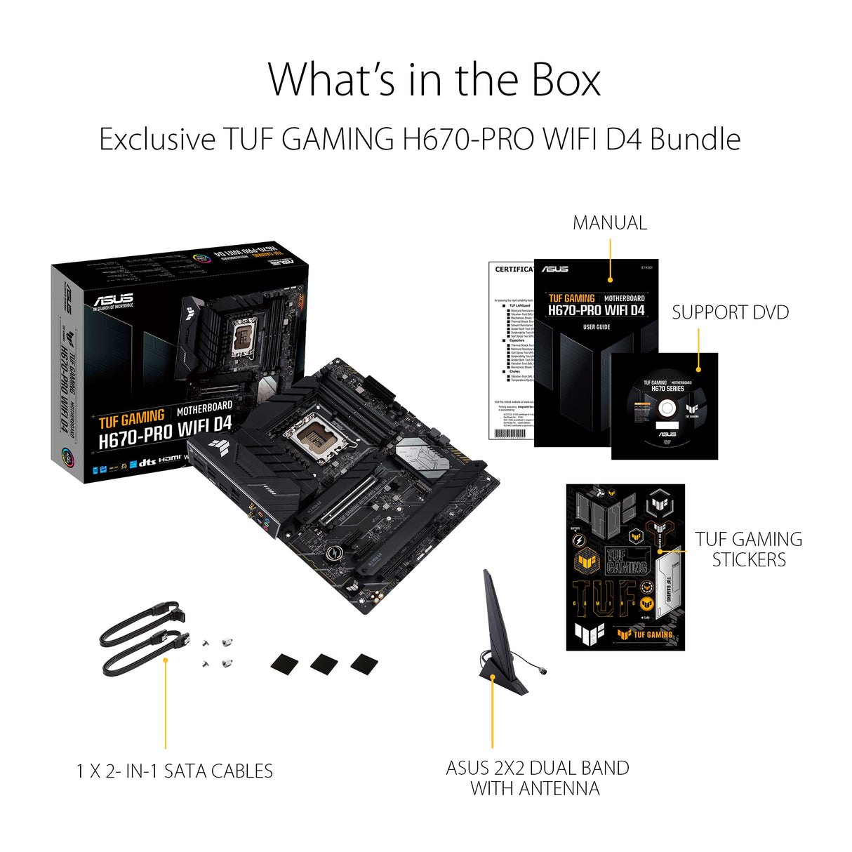 ASUS TUF Gaming H670-PRO WiFi D4 - Placa Base ATX Intel H670 LGA 1700 (VRM de 14+1 Fases, PCIe 5.0, 4 x M.2 PCIe 4.0, Intel 2.5Gb Ethernet, DisplayPort, HDMI, USB 3.2 Tipo C Frontal, Aura Sync)
