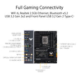 Asus TUF Gaming B760-PLUS WiFi D4 - Placa Base ATX Intel LGA 1700 (PCIe 5.0, Tres PCIe 4.0 M.2, VRM de 12+1 Fases, 2.5Gb Ethernet, DisplayPort, HDMI, USB 3.2 Gen 2 Type-C Frontal, Aura Sync)