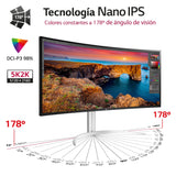 LG 40WP95CP-W -Monitor UltraWide Ultrapanorámico 39,7", 21:9, Nano IPS: (5120x2160), 300cd/m², 1000:1, DCI-P3>98%, HDMIx2, DPx1, USB-Cx1, USB-Ax2; HDR10, Modo PBP, Altavoces 2x10W, Color Blanco
