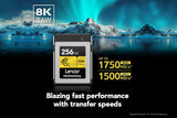 Lexar Tarjeta CFexpress 256 GB Profesional Serie Gold, Tarjeta CF Tipo B, hasta 1750 MB/s de Lectura, adopta PCIe 3.0 NVMe, Tarjeta de Memoria para fotógrafo Profesional, videógrafo(LCXEXPR256G-RNENG)