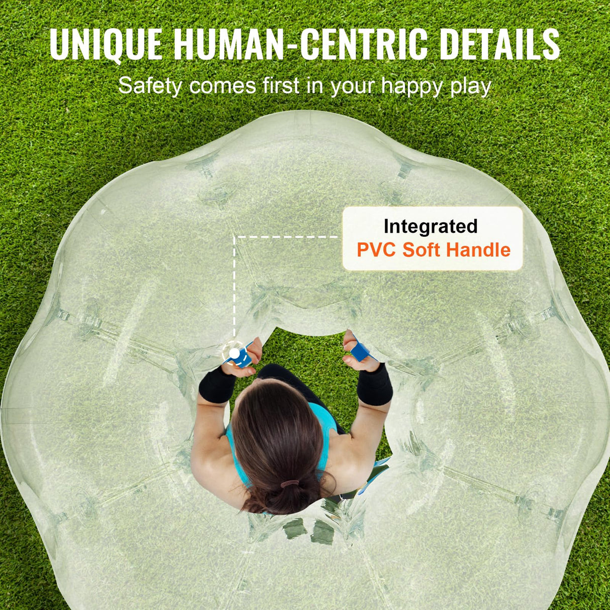 VEVOR Bola de Choque Inflable Bola de Choque de Parachoques 1 Pieza 1,2m x 1,03m Bola de colisión Humana Bola de Rebote de Burbujas Cuerpo de PVC Bola de Parachoques Inflable de Puntos Transparentes