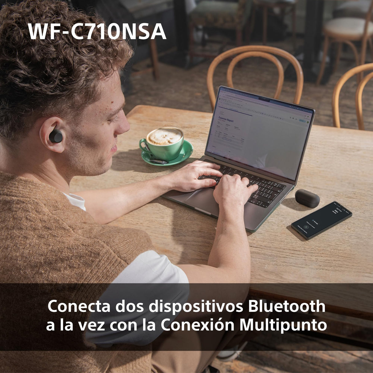 Sony WF-C710NSA Auriculares inalámbricos In-Ear con Noise Cancelling, Ligeros, Controles táctiles, Conexión Multipunto, IPX4, hasta 40 h de batería, Carga rápida, iOS y Android - Negro