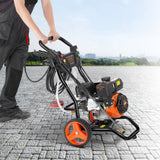 VEVOR Lavadora de Alta Presión a Gas Vertical 3400 PSI 2,6 GPM Limpiador de Alta Presión 10 L/min con Bomba de Aluminio, Pistola Rociadora, Varilla de Extensión, 5 Boquillas para Casas, Vehículos