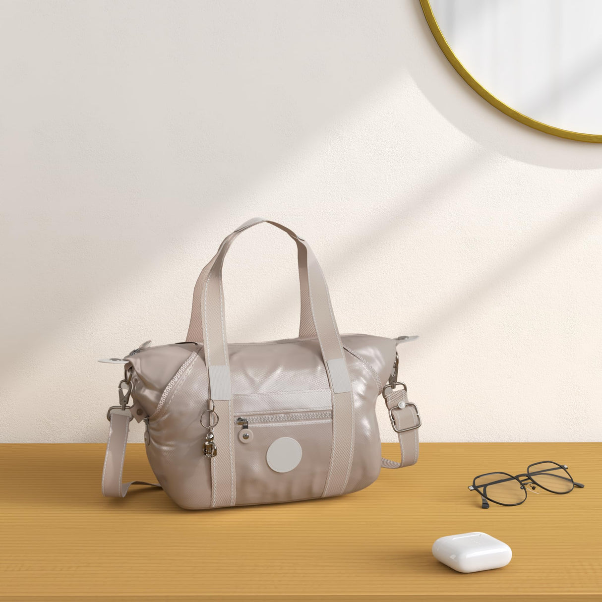 Kipling Art Mini Bolso Pequeño, Bolsos de Hombro, Metallic Glow (Plata)