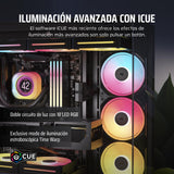 CORSAIR iCUE Link LX120-R RGB 120mm Ventilador Inverso PWM – Kit de Triple Ventilador – Bajo Nivel de Ruido, Cojinete de Cúpula Magnética, Lazos de Luz Duales, Tornillos QuikTurn™, Cero RPM – Negro