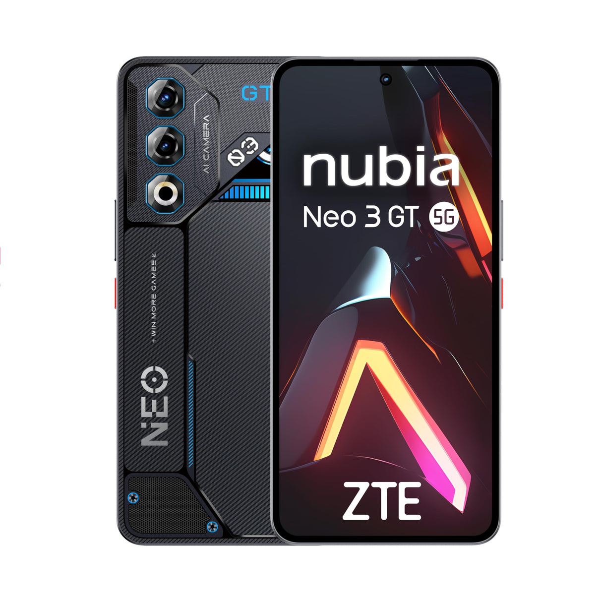 ZTE Nubia Neo 3 GT 5G, Smartphone Gaming con IA, 12GB+256GB, Gatillos Laterales, Luces LED, Pantalla OLED 6,8" 120Hz, Batería 5000mAh, Android 15, Gris