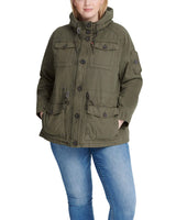 Levi's Women's Cotton Four Pocket Hooded Field Jacket, Army Green, L