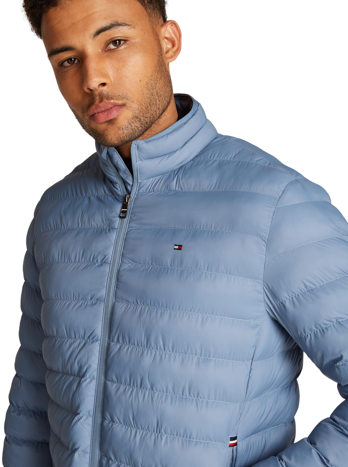 Tommy Hilfiger Cazadora acolchada Packable Frecycled Jacked Relaxed Fit, Azul (Brisk Blue), L