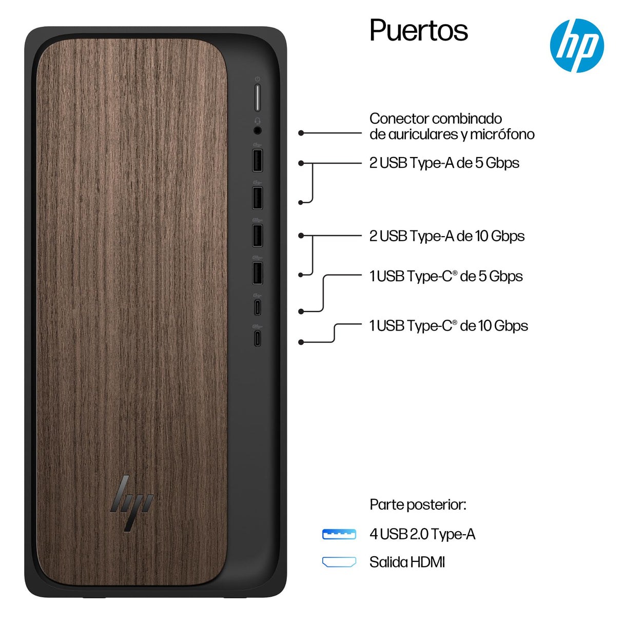 HP Ordenador de sobremesa OmniDesk AI (Intel Core Ultra 7 265, 32GB DDR5, 1TB SSD, NVIDIA GeForce RTX 5060, Windows 11 Home) - Wood