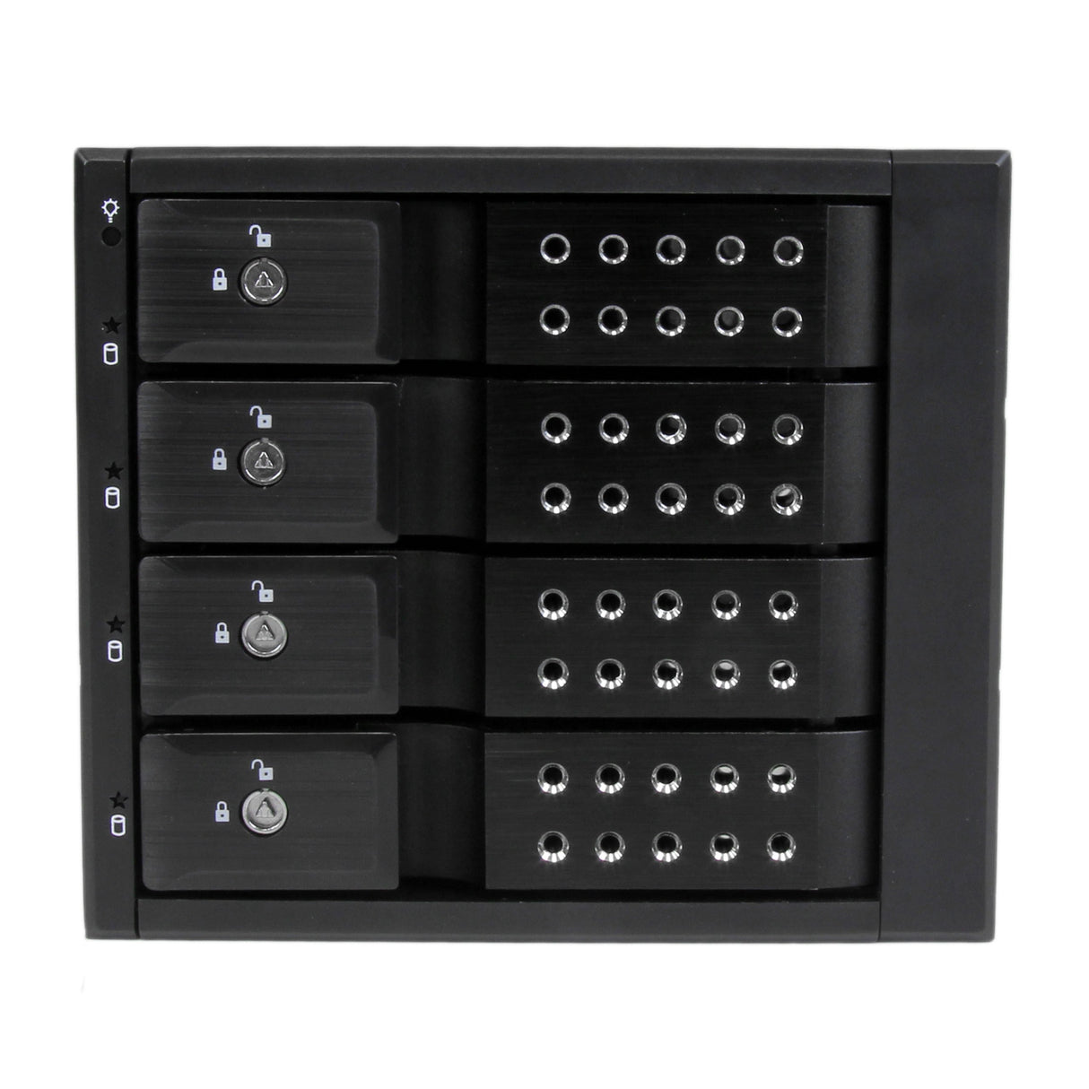 StarTech.com Rack Móvil Backplane de 4 Bahías de Intercambio en Caliente, Rack Móvil Hot Swap sin Bandeja para Unidades de DD SSD de 3,5in SAS II/SATA III, 6 Gbps (HSB4SATSASBA)