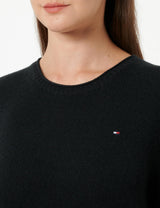 Tommy Hilfiger Vestido Tipo Jersey Soft Wool Flared Sweater Dress Manga Larga, Negro (Black), XL