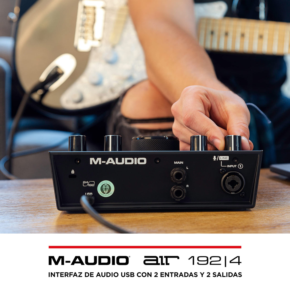 M-Audio AIR 192|4 - Interfaz de audio, Tarjeta de sonido USB, USB-C, 2 entradas, 2 salidas, software de estudio, para grabación de instrumentos, producción musical y monitorización