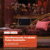 JBL Authentics 200, Altavoz Inteligente con tecnología Bluetooth, diseño Retro, con cuadrícula Gris, Wi-Fi Integrado, Google Assistant, Amazon Alexa, AirPlay, One App, Negro, Enchufe UK (Tipo G)