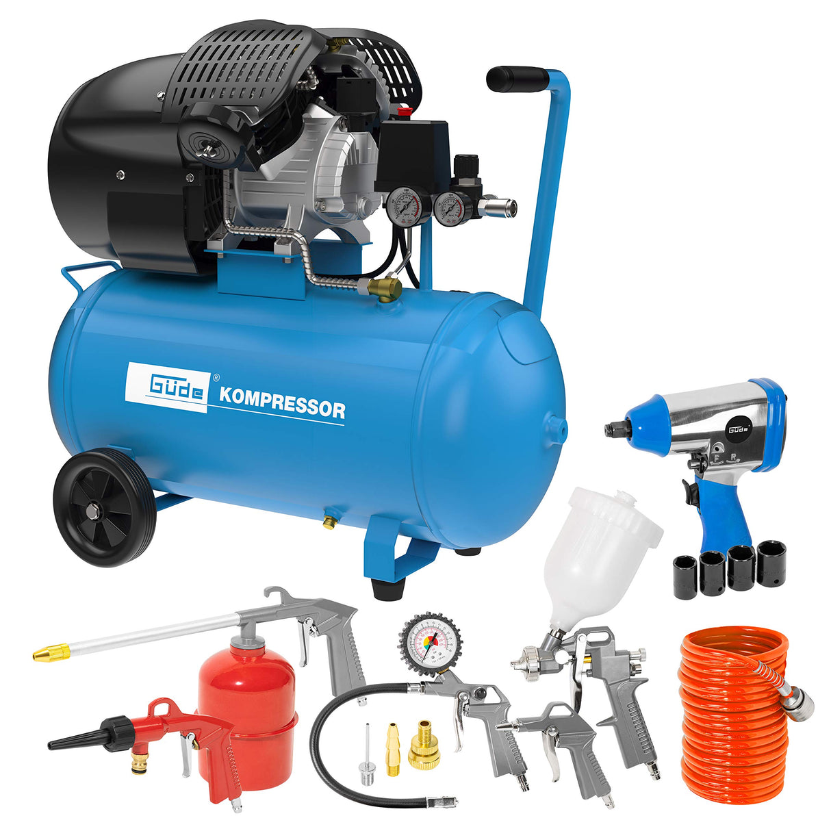Güde 405/10/50 - Juego de compresor (15 piezas, 2,2 W, 230 V), color azul