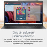 Dell 15 Portátil DC15255 – 15,6" FHD 120Hz, AMD Ryzen 7 7730U, 16GB RAM, 1TB SSD, AMD Gráficos Radeon™, Webcam HD, Windows 11 Home, Teclado QWERTY Español, Color Negro