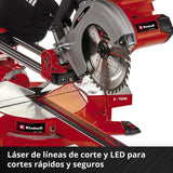 Einhell Ingletadora telescópica TE-SM 36/210 Li-Solo Power X-Change (36 V, iones de litio, Ø210x Ø30 mm hoja, función de tracción de marcha suave, láser de línea de corte, sin batería y cargador)