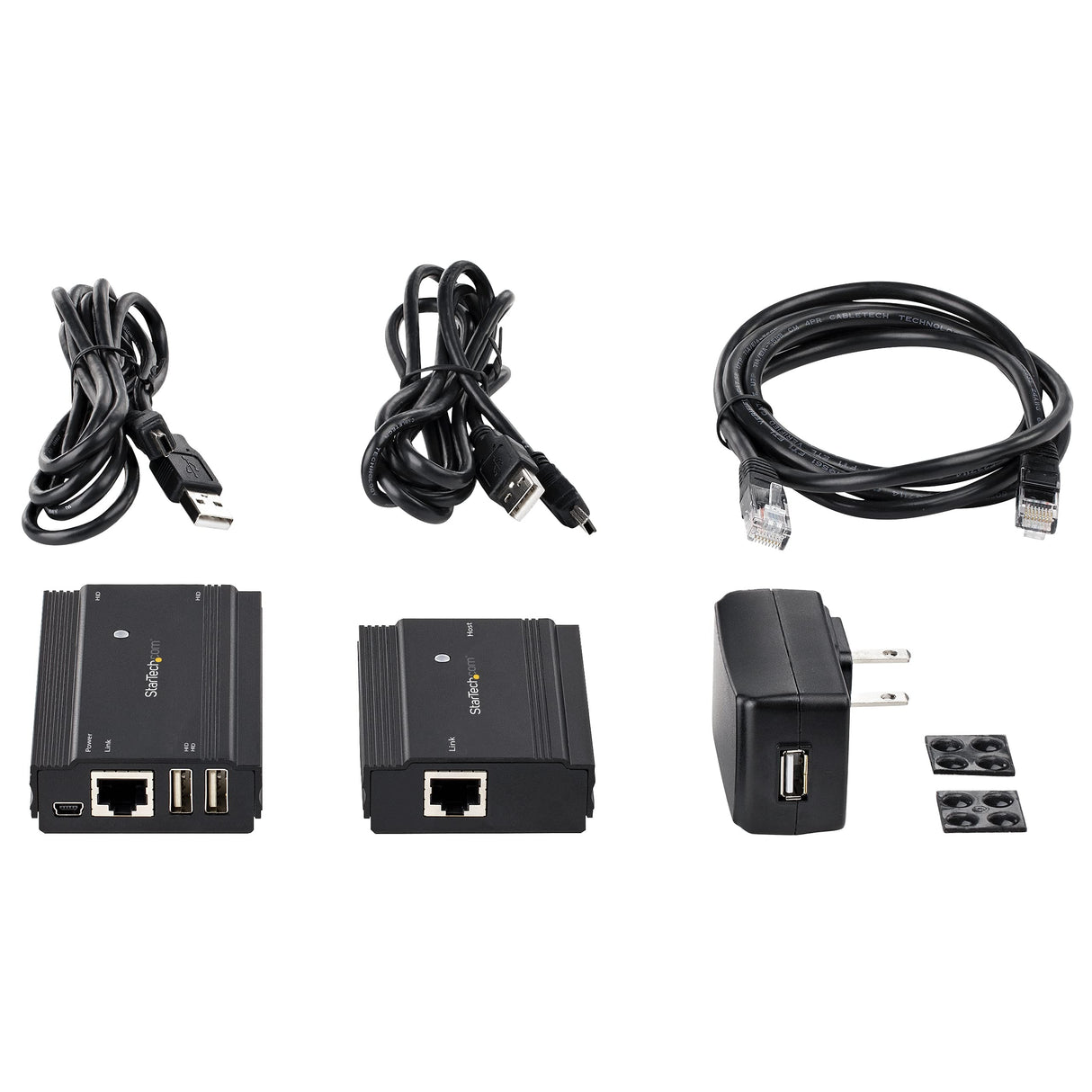 StarTech.com Hub Concentrador Extensor USB 2.0 de 4 Puertos por un Solo Cable Ethernet CAT5e/CAT6 RJ45-100m - Juego de Alargador USB - Caja de Metal - Alimentación Externa - 480 Mbps (USB2004EXT100)