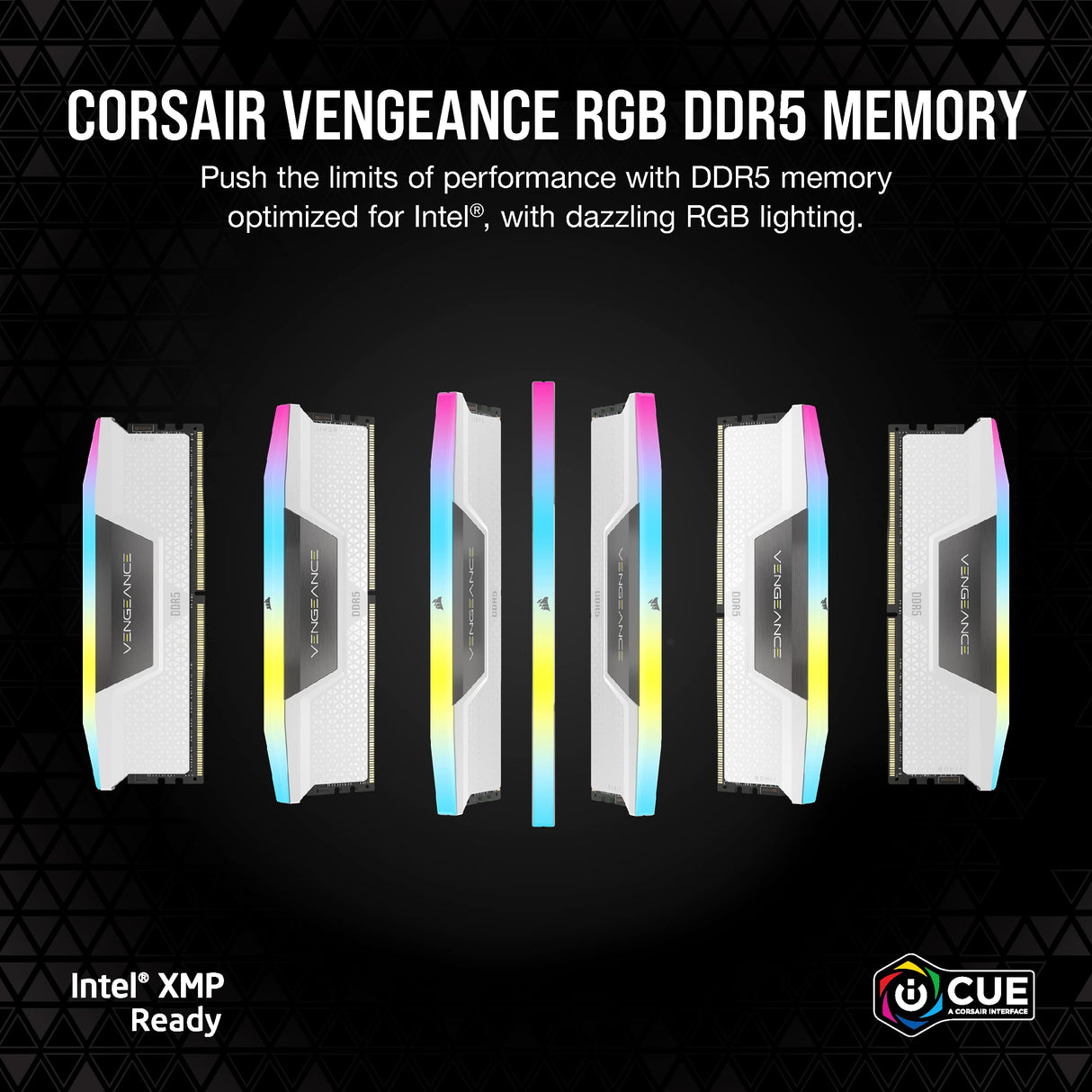 CORSAIR Vengeance RGB DDR5 - 32GB 2x16GB DIMM - 6200MHz - Unbuffered, 36-39-39-76, STD PMIC, XMP 3.0