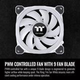 Thermaltake Riing Trio 12 RGB White TT Premium Edition - Paquete de 3, 120 mm, 3 anillos LED independientes de 16.8 millones de colores, con 30 LED direccionables, ventilador de caja/radiador,