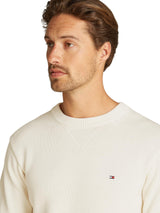 Tommy Hilfiger Jersey Hombre Chunky Cotton Crew Neck Jersey de Punto, Marfil (Ivory Petal), M