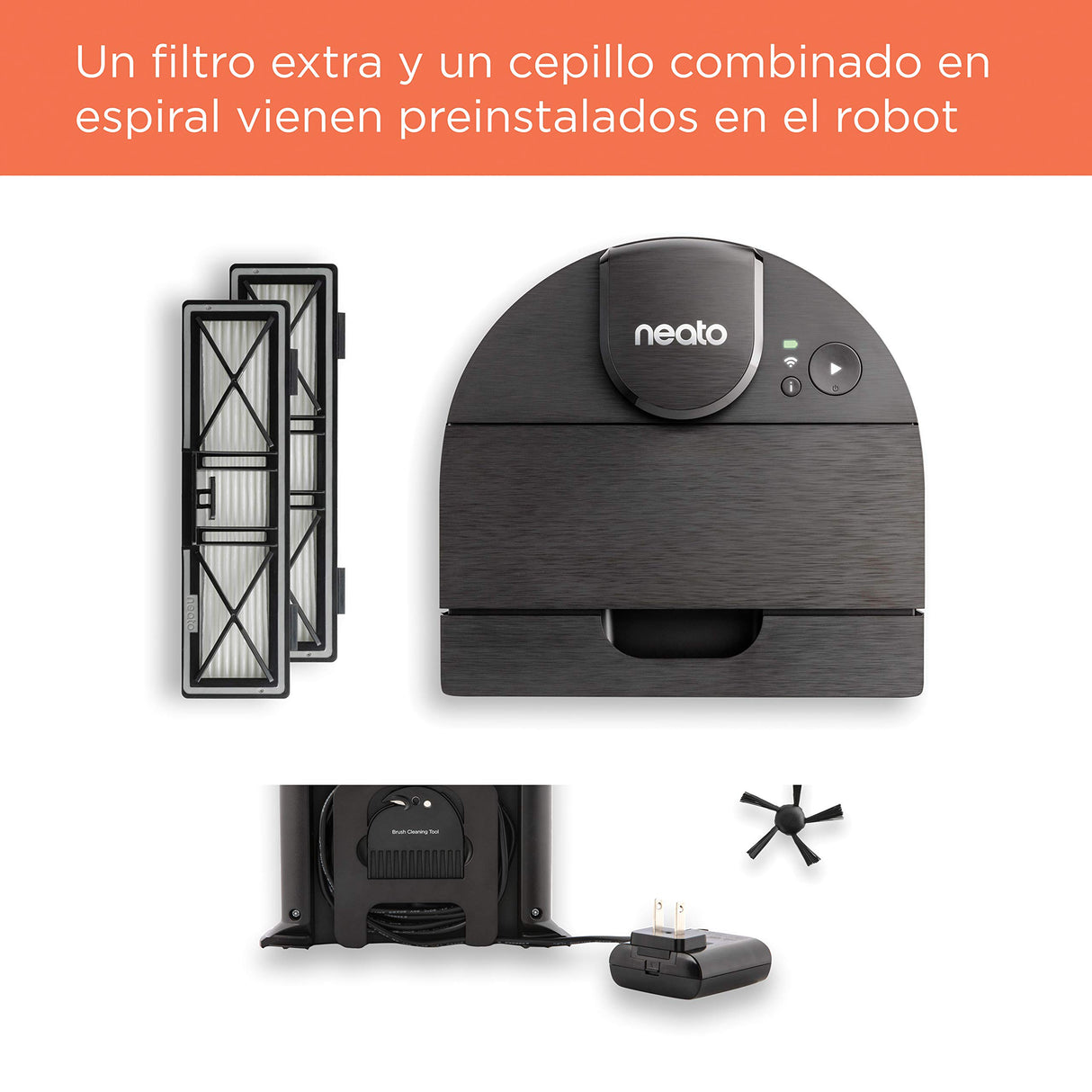 Neato D9 Smart Robot Vacuum Cleaner - D-Design, HEPA Filter, Laser Map Navigation - App Control - 200 Minutes Duration, Auto Recharge and Reset - Black