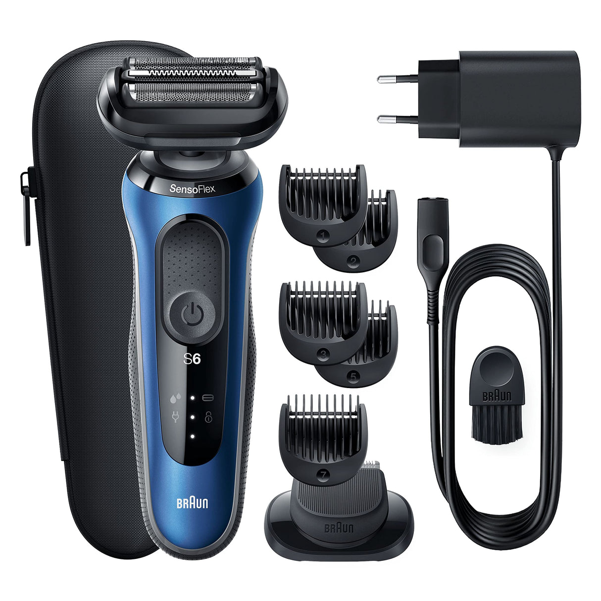 Braun Series 6 61-B1500s - Afeitadora eléctrica para hombre, con accesorio EasyClick, afeitadora eléctrica y recortadora de barba, SensoFlex, Wet&Dry, recargable e inalámbrica
