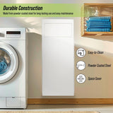 AdirHome Cesta de lavandería integrada, cesta de ropa con tapa, cesta de lavandería de pared, gran solución de ahorro de espacio para baños remodelados, cocina, color blanco
