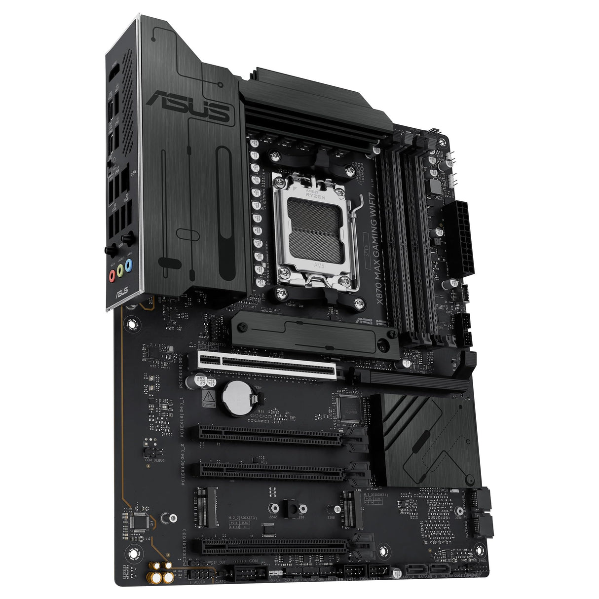 ASUS X870 MAX Gaming WIFI7 - Placa Base AMD X870 ATX, Negro, 12+2+1 DrMOS, DDR5, PCIe 5.0, Q-Release, M.2, WiFi 7, WiFi Q Antenna, 2.5Gb Ethernet, HDMI, USB4, USB Tipo-C, BIOS Flashback, Aura Sync