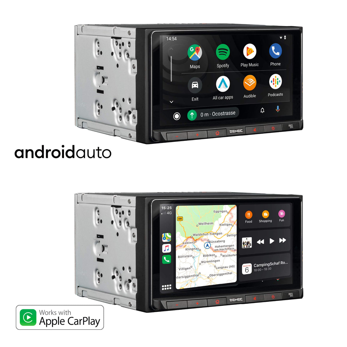 ZENEC Z-N528: Radio de Coche 2-DIN/infotainer, Sistema Multimedia con Pantalla táctil de 17,1 cm/6,75", Dab+, Bluetooth, USB, Centro Multimedia con Apple CarPlay y Google Android Auto