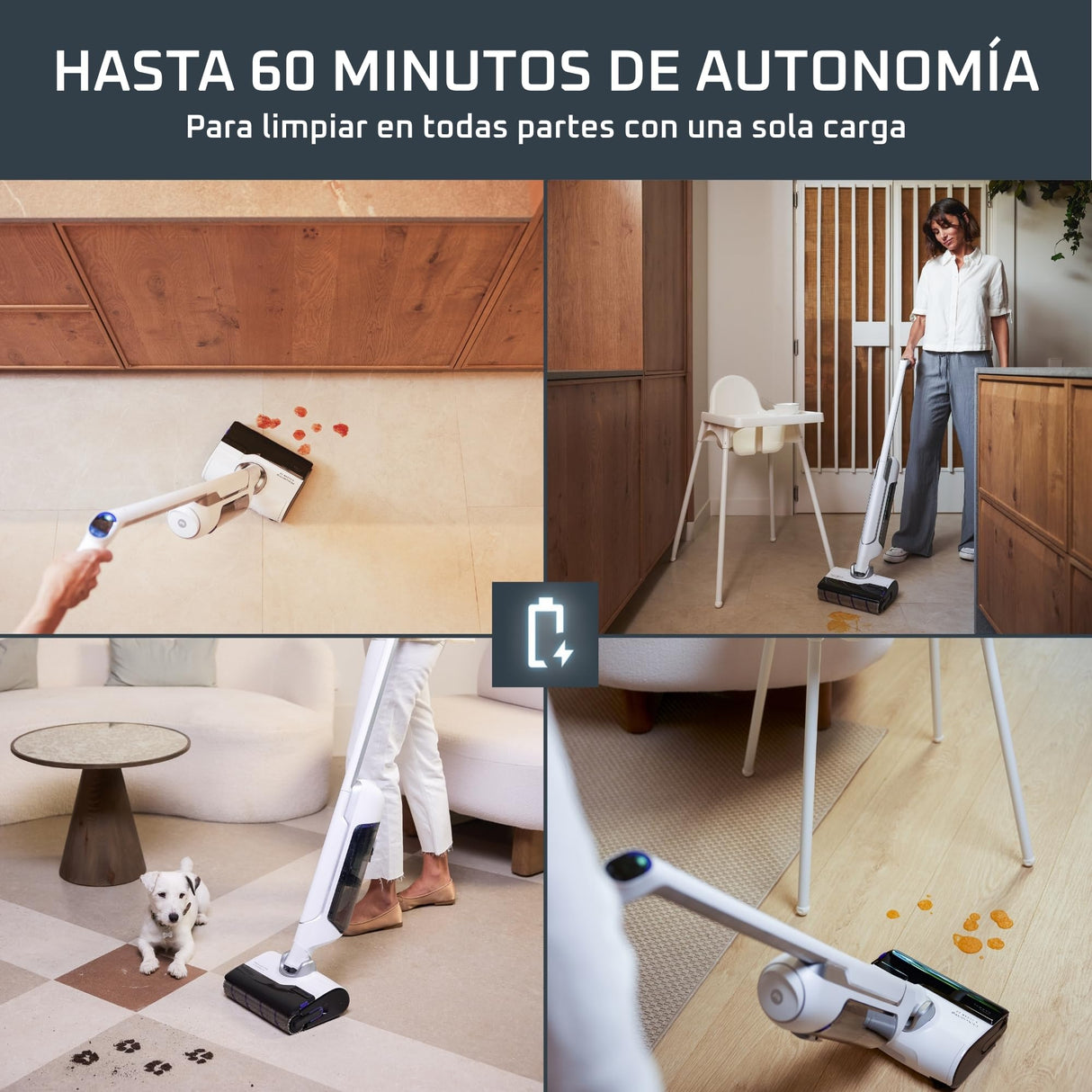 Rowenta X-Clean 10, Fregona Eléctrica Sin Cable con Tecnología Wet & Dry, Autolimpieza y Secado Automático, tecnología Dual Edge, gran autonomía y pantalla LED, incluye filtro adicional, YY5785FE