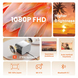 YABER Proyector Portátil 4K Full HD 1080P Nativo con Sonido JBL & Enfoque Automático 1s, WiFi 6 Bluetooth, para Cine en Casa/Exterior Compatible con Móvil/iOS/Android/TV Stick/PS5/HDMI