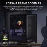 CORSAIR Frame 5000D RS Caja Modular Mid-Tower de Gran Flujo de Aire para PC – 4X Ventiladores RS Preinstalados, Sistema de Montaje de Ventiladores InfiniRail – Negro