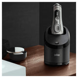 Braun Series 9 9385cc Afeitadora Eléctrica Hombre de Última Generación, Afeitadora Barba con Estación Limpieza y Carga Clean&Charge, Funda, Color Grafito