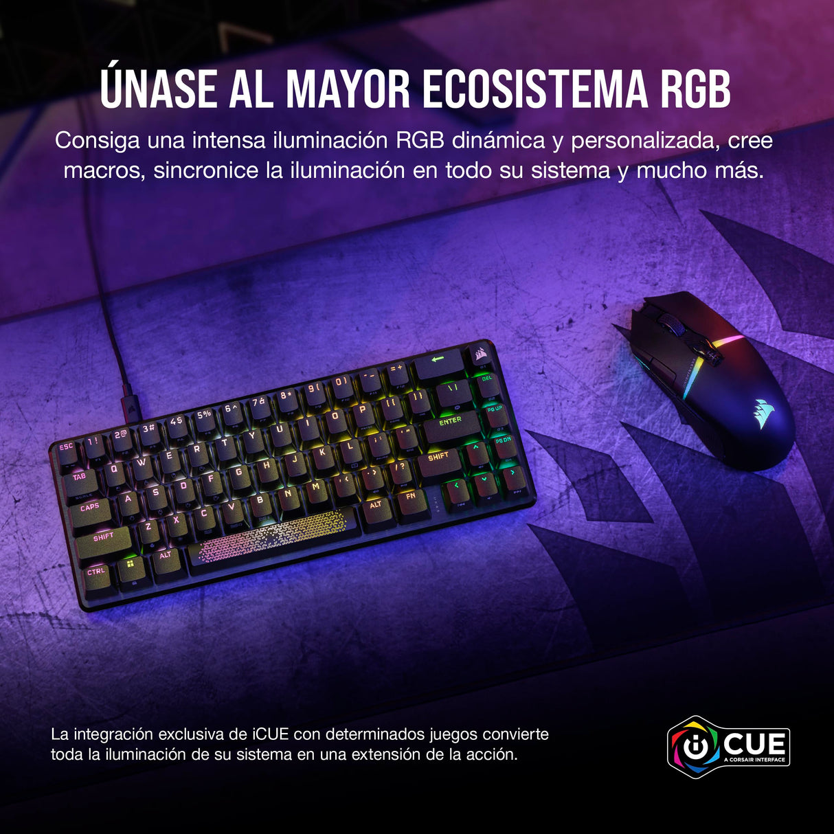 Corsair K65 PRO MINI RGB 65% Optical-Mechanical Wired Gaming Keyboard - Interruptores OPX - Teclados PBT Double-Shot - Compatible con iCUE - PC, PS5, PS4, Xbox - QWERTY ES - Negro