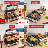 Tefal OptiGrill GC776D10 - Barbacoa de contacto 4 en 1 con bandeja para horno, plegable, 9 programas, indicador de nivel de cocción, parrilla eléctrica, horno